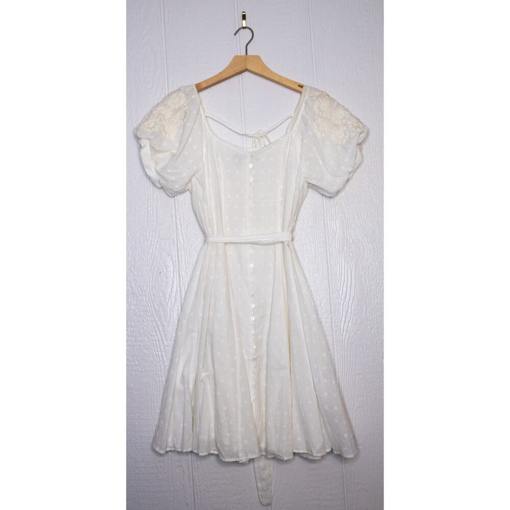 INNIKA CHOO Floral Embroidered Puff Sleeve White Dress SIZE SMALL - Picture 2 of 13